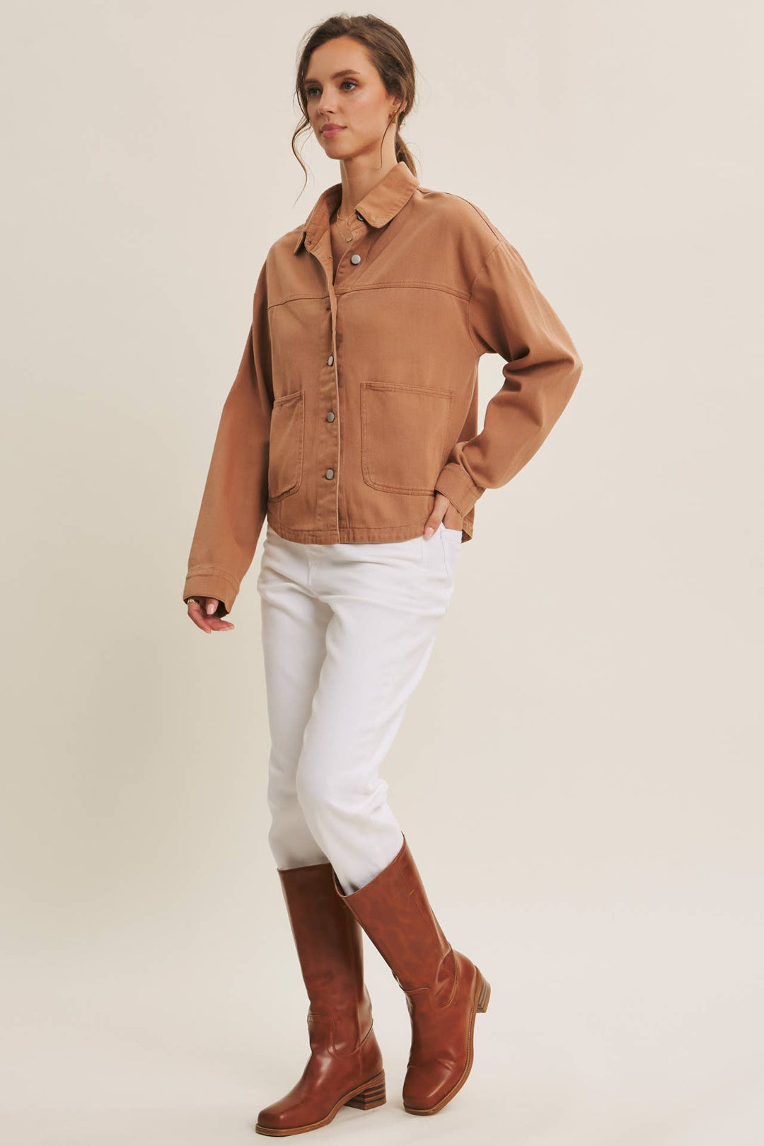 Oversized Utility Jacket in Camel