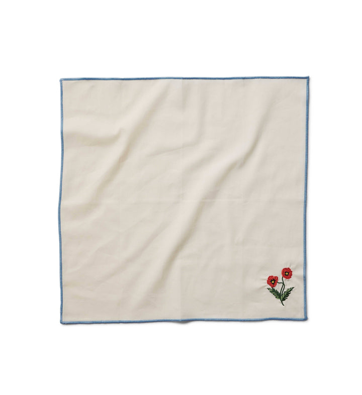 Garden Study Embroidered Cotton Napkins, Assorted Set of 4
