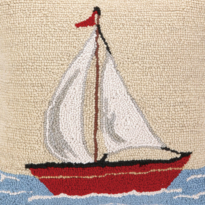 Sailboat Hook Pillow, 100% Wool