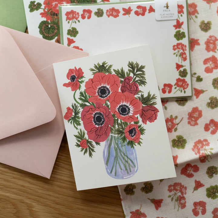 Anemone Vase Greeting Card