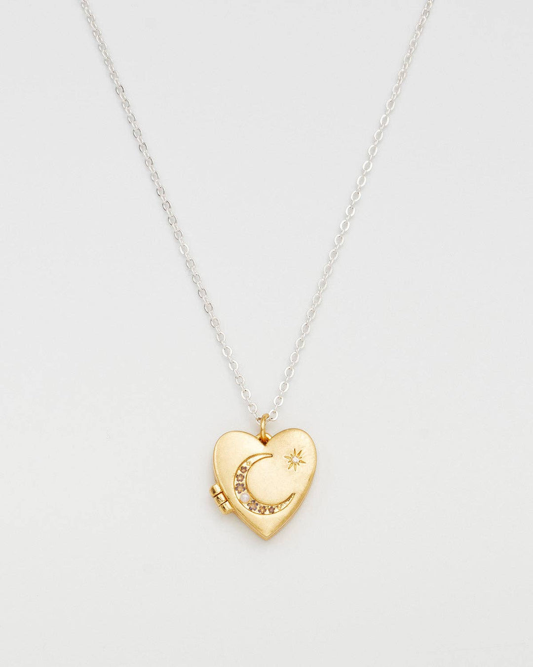 Selene Moon Periwinkle Locket Necklace