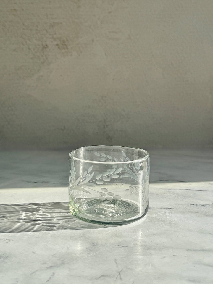 Hand-Etched Short Glass