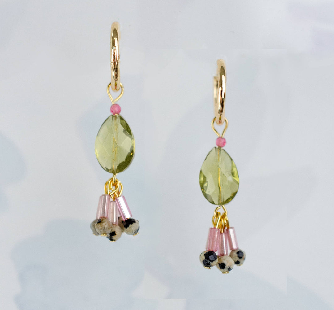Alma Green Quartz Dangle Hoops