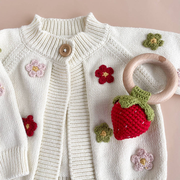 Red Strawberry Crochet Rattle/Teether