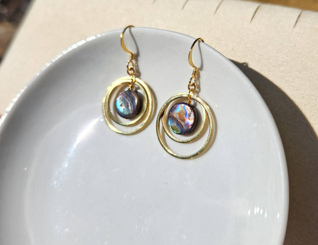 Ocean Orbit Abalone Circle Earrings