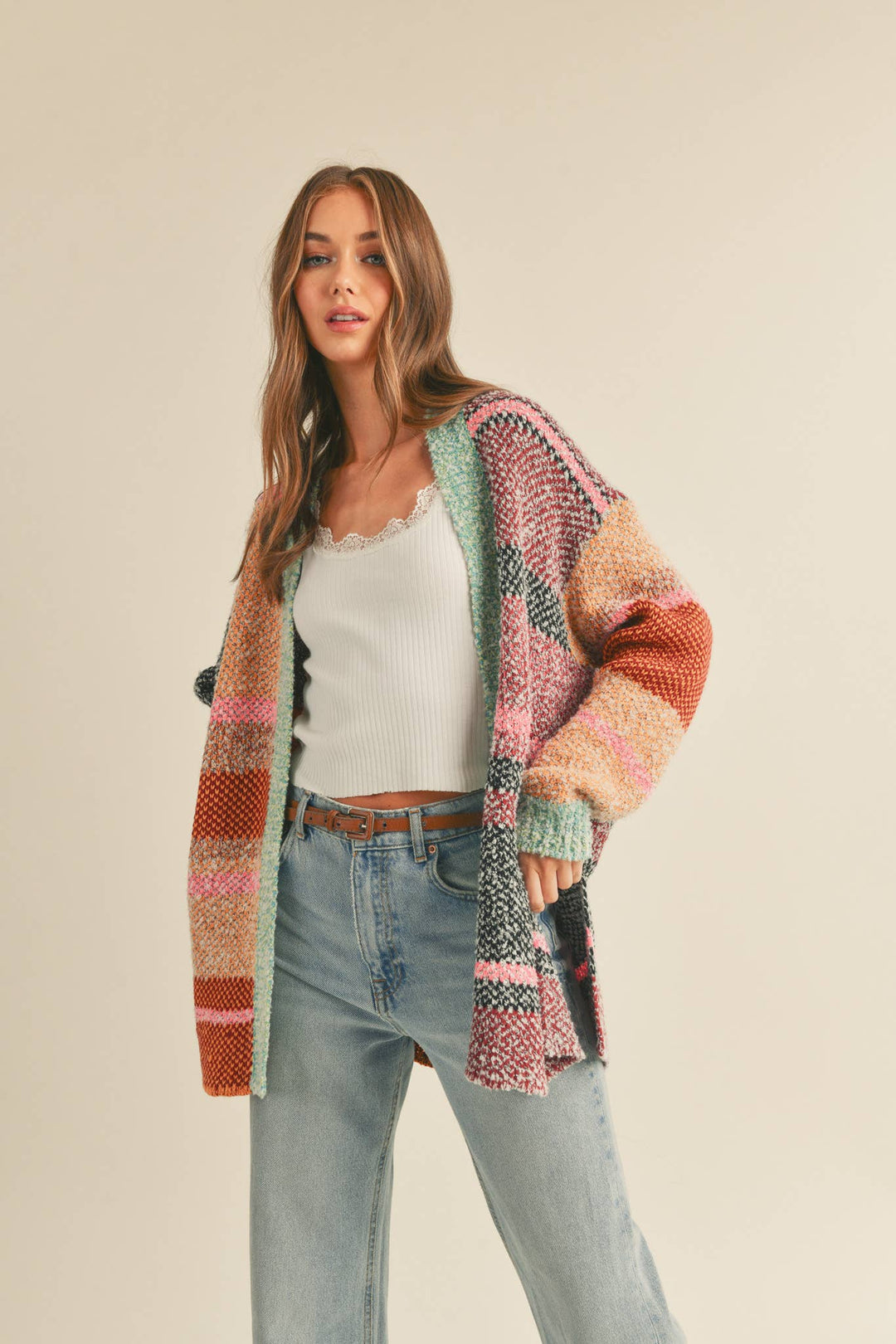 Oversized Color Block Cardigan in 2 Colors