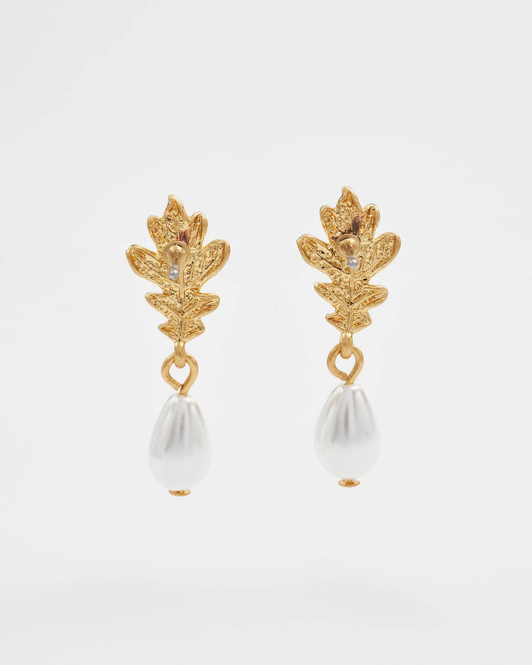 Oak Leaf Pearl Drop Earrings