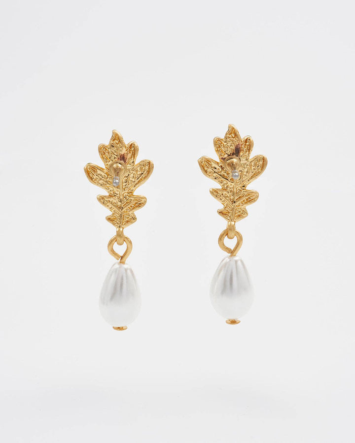 Oak Leaf Pearl Drop Earrings