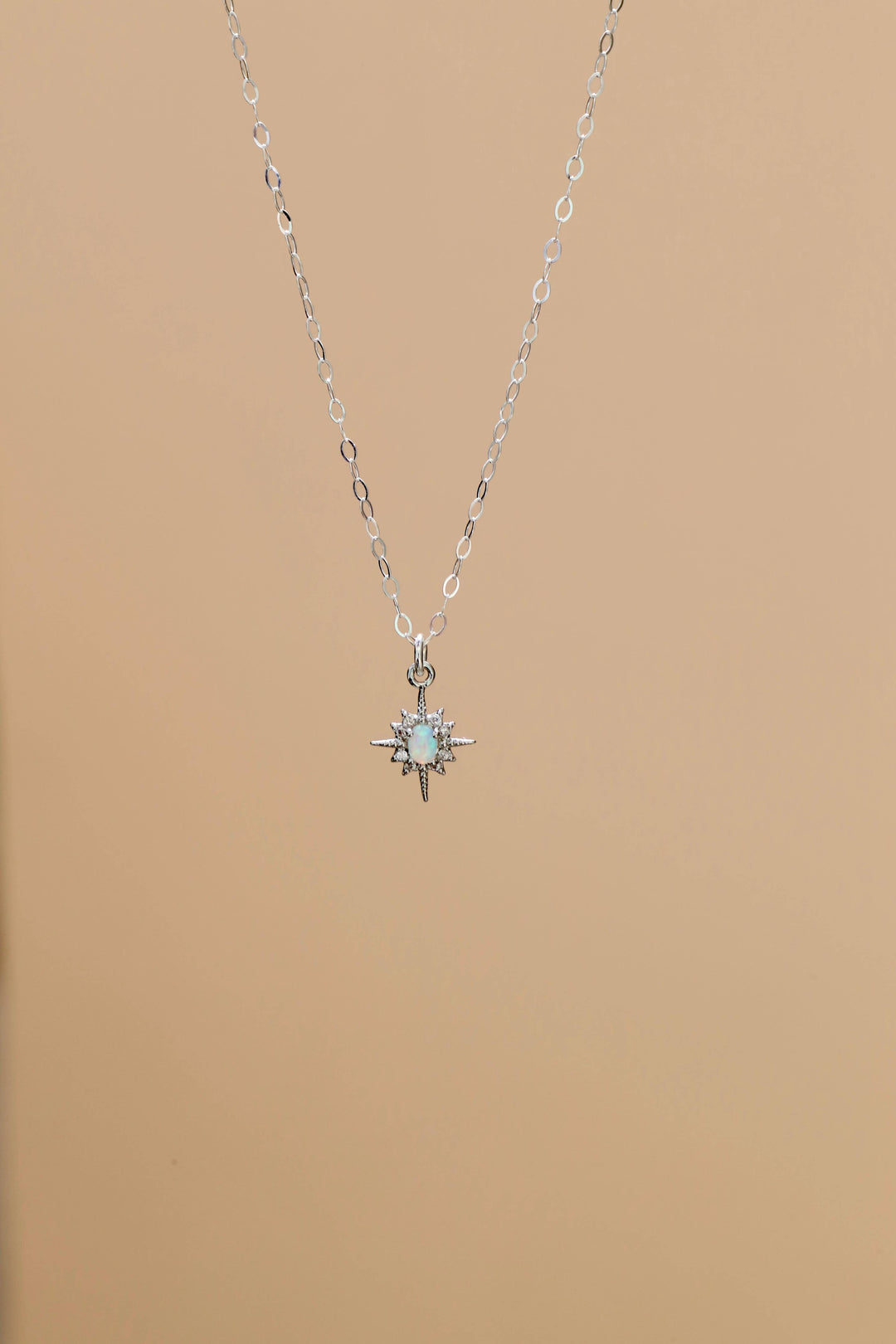 Opal Star Necklace in Silver