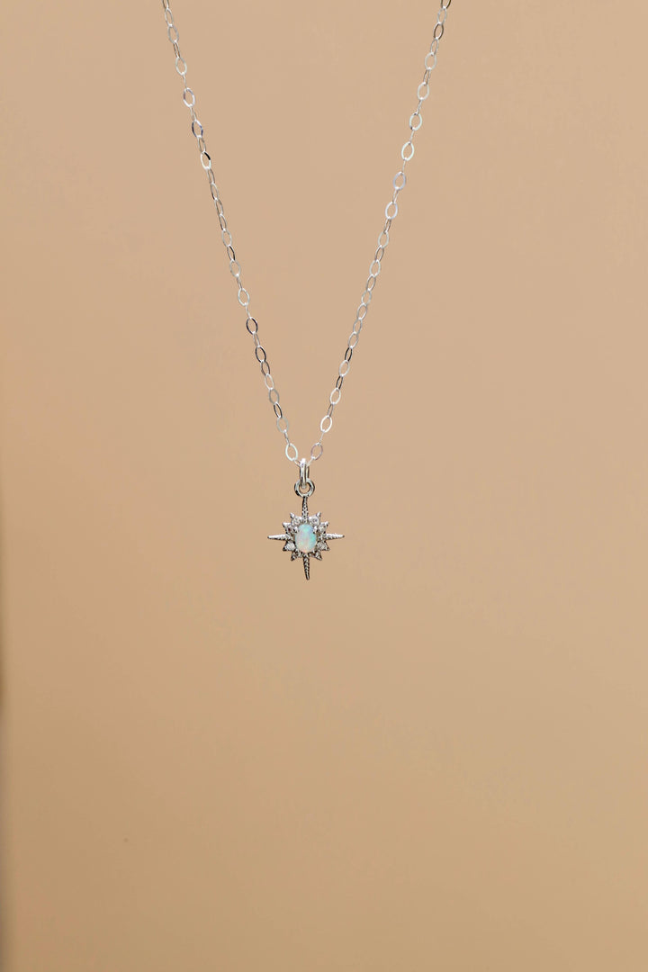 Opal Star Necklace in Silver