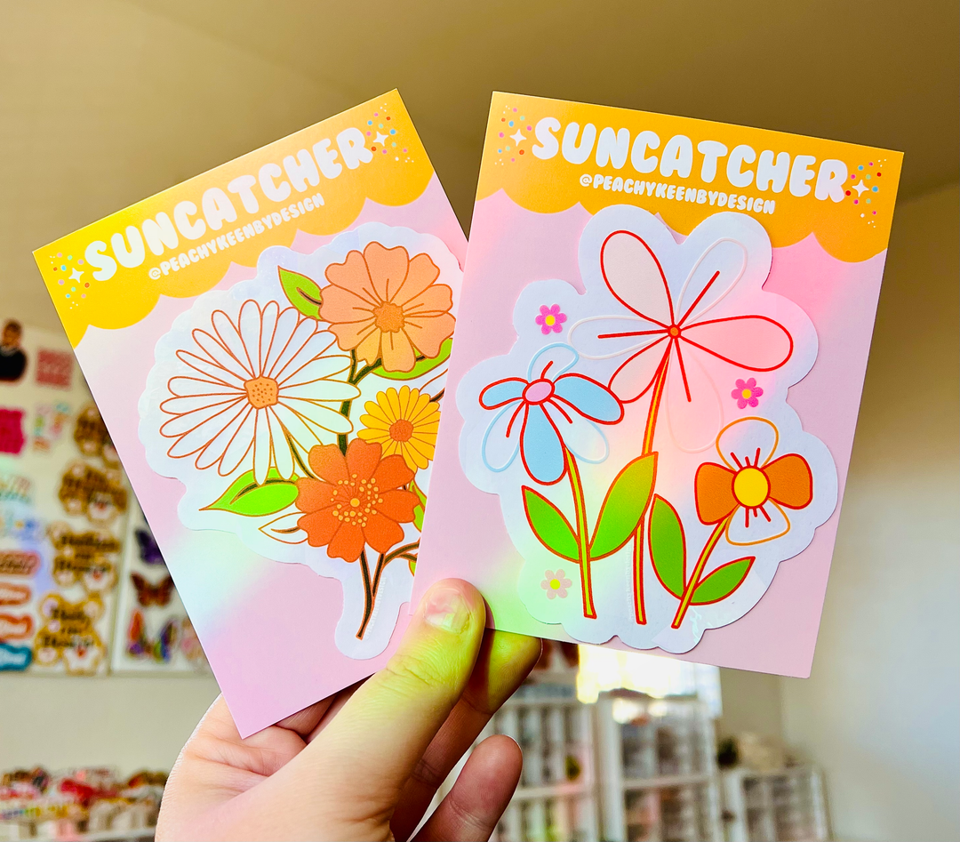 Retro Flower Power Suncatcher Sticker