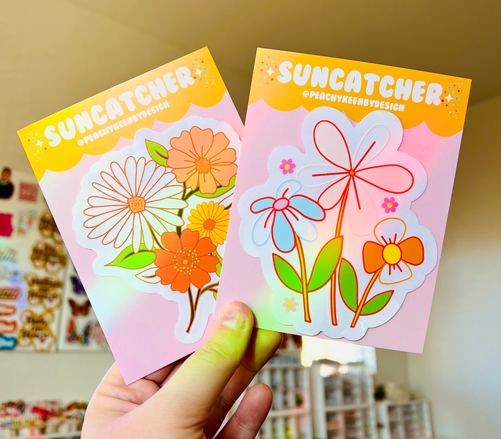 Retro Flower Power Suncatcher Sticker