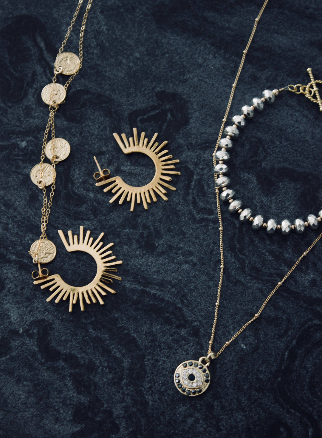 Mini Sun Silhouette Hoops