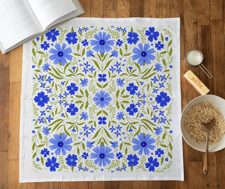 Blue Cornflower Tea Towel
