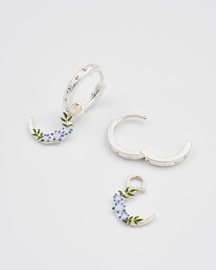 Nightshade Moon Silver Huggie Earrings