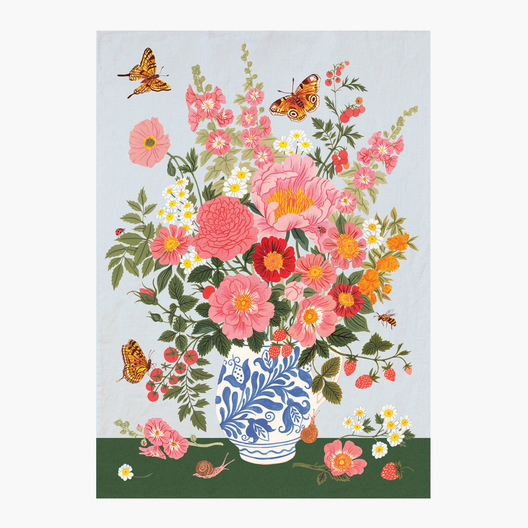 Garden Vase Linen Tea Towel