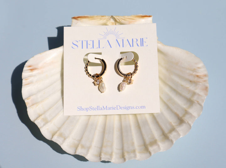 Dainty Freshwater Pearl Charm Earrings
