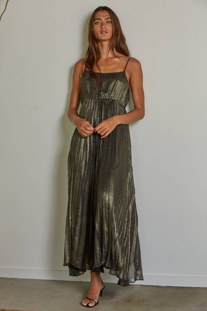 Holiday Shimmer Pleated Dress