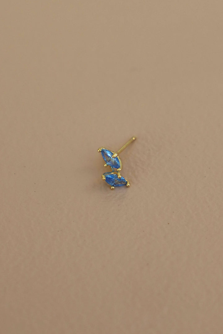 Aqua CZ Diamond Shaped Stud