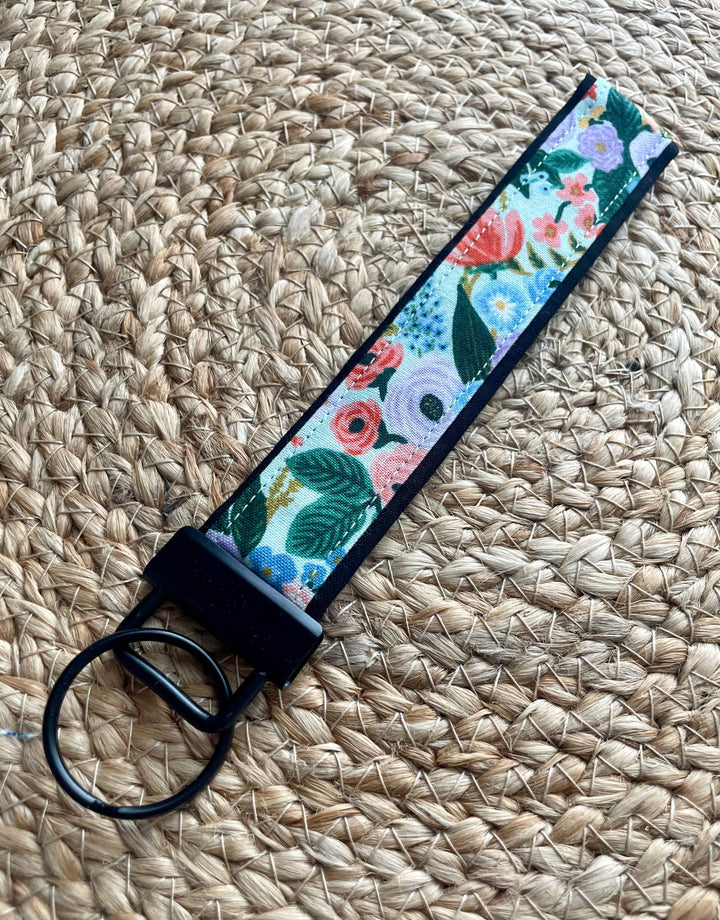 Mint Multicolored Floral Keychain Wristlet