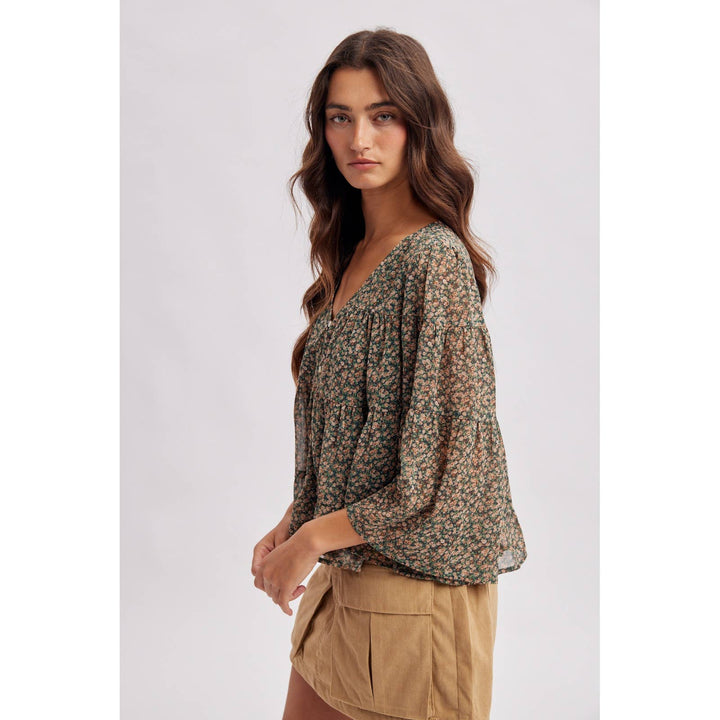 Ditsy Floral Tiered Blouse