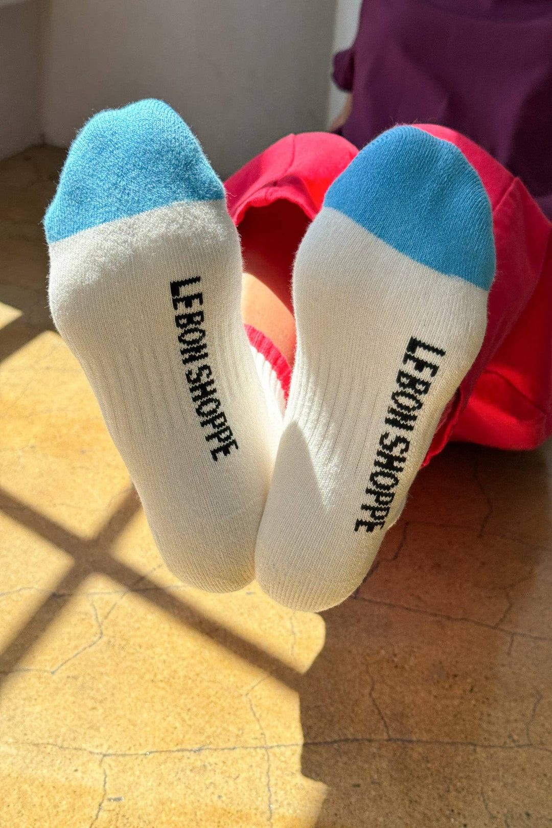 Color Block Girlfriend Socks in Blue Red