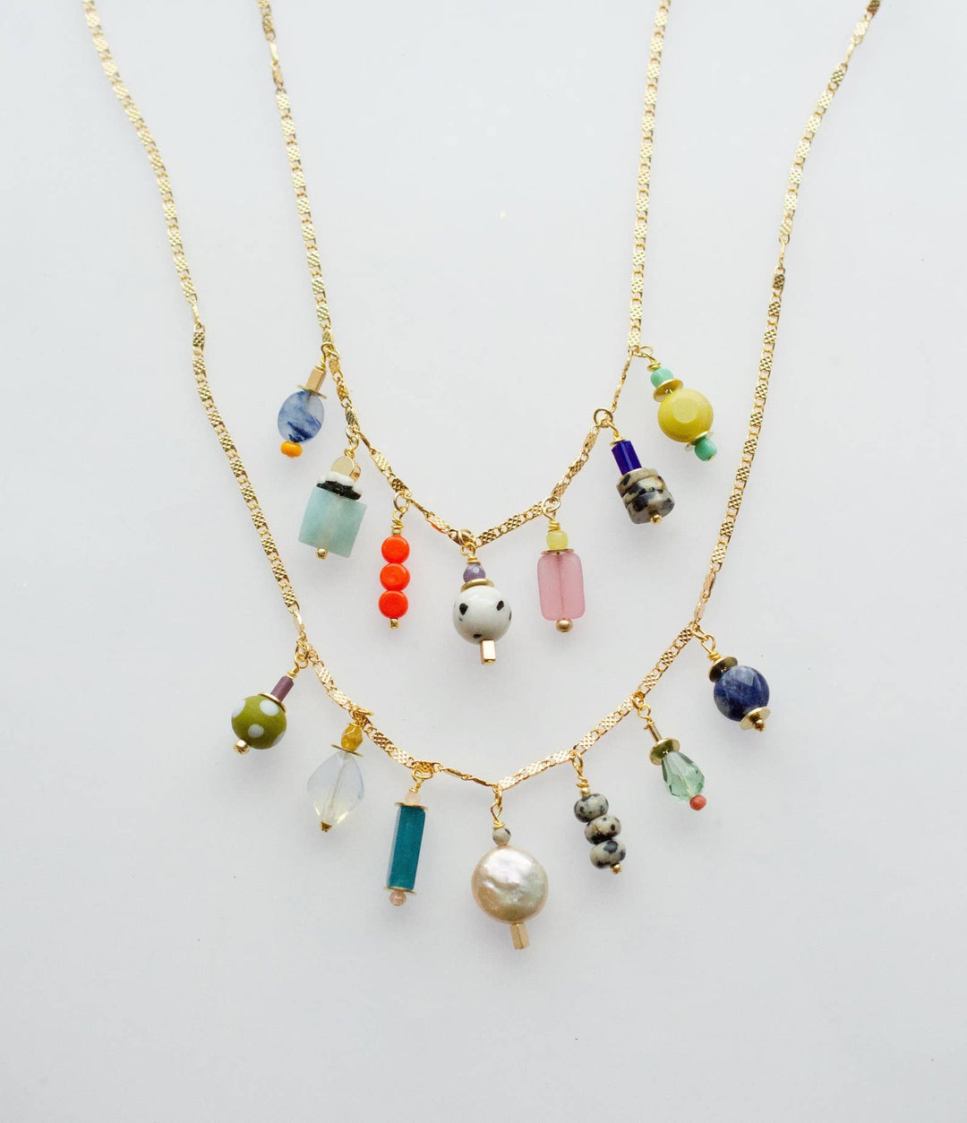 Colorful Beaded Charm Necklace: Bright