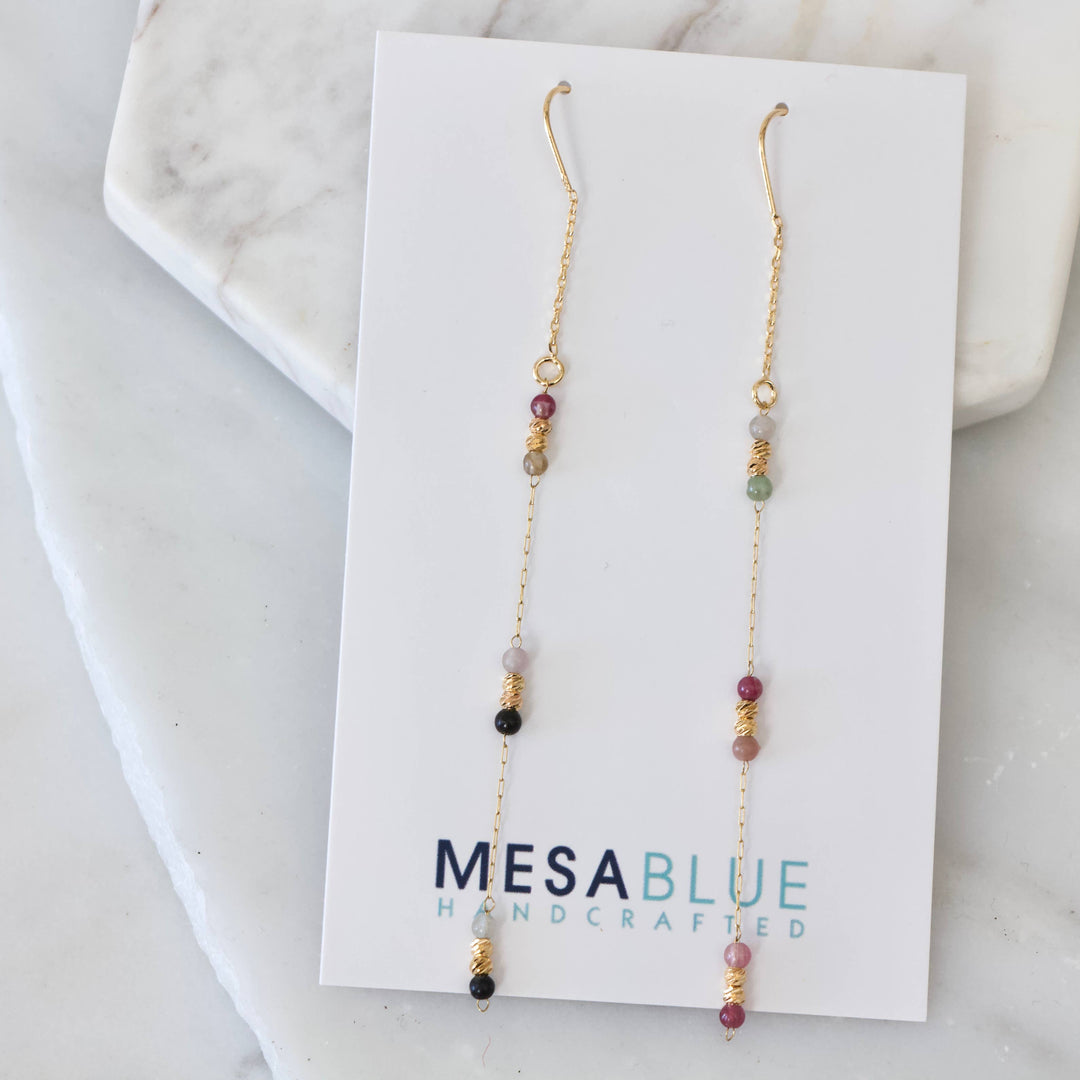 Tourmaline Beaded Threader Earrings 