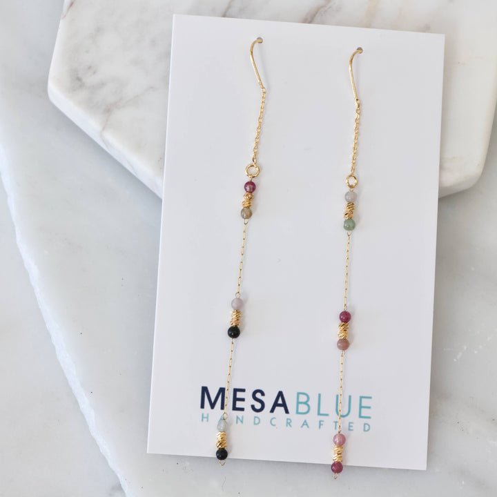 Tourmaline Beaded Threader Earrings 