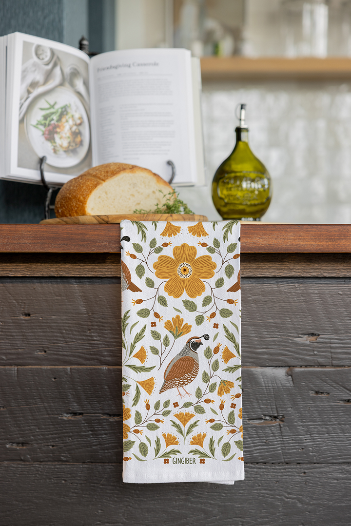 Quail Bird Tea Towel