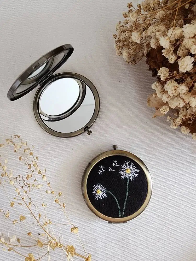 Floral Embroidered Compact Mirror, 4 Styles