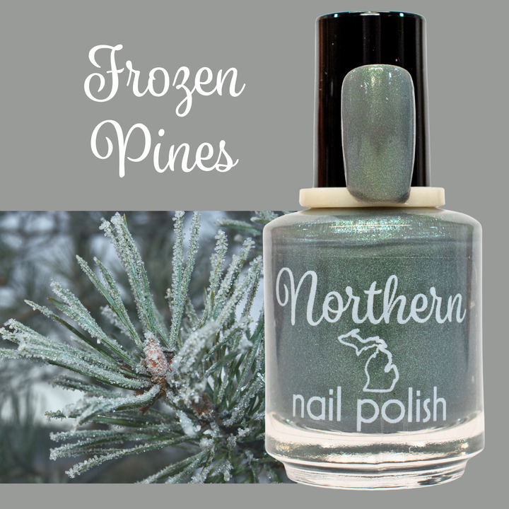 Frozen Pines ~ Nail Polish Vegan green toxin free gray grey