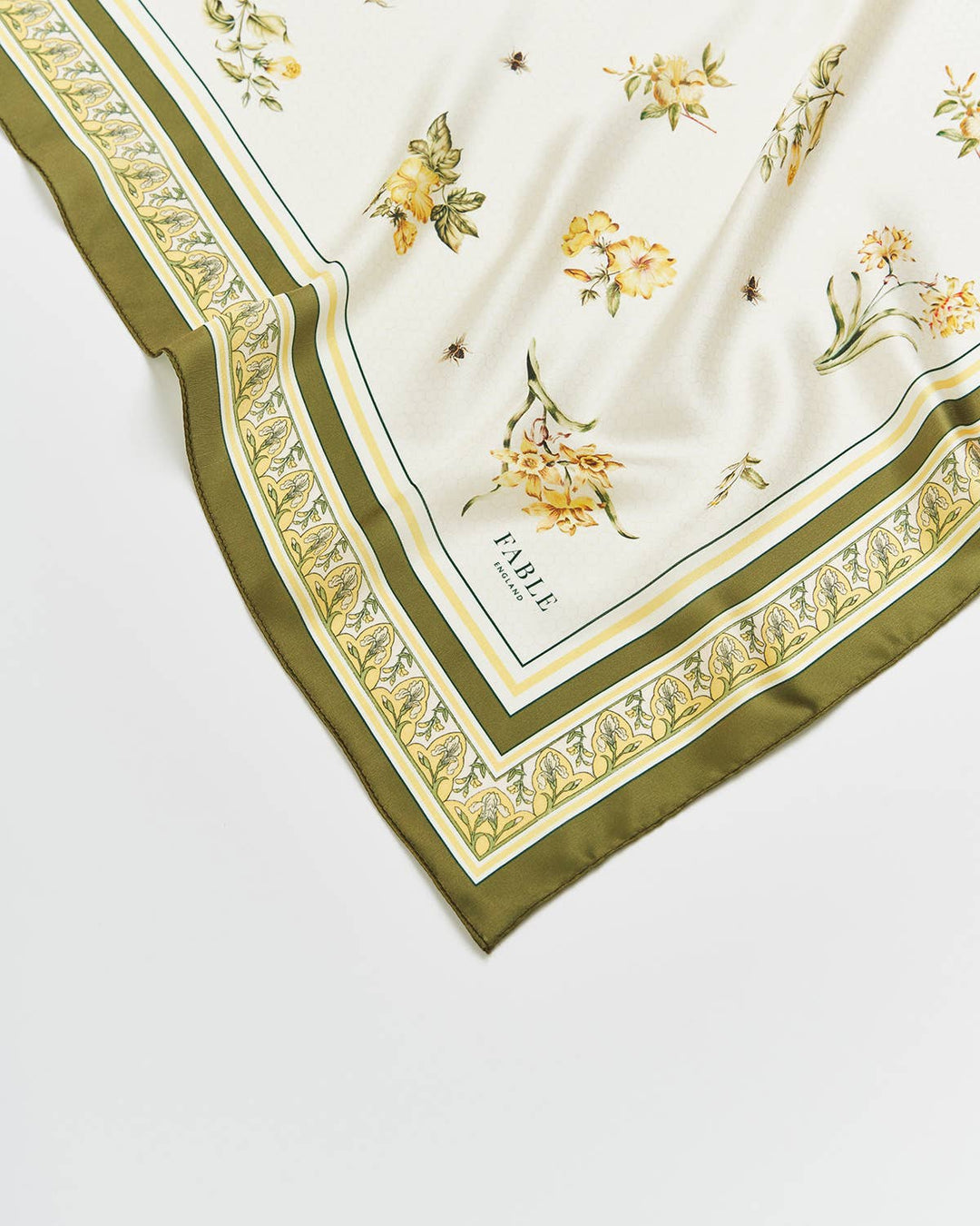 Nouveau Floral Yellow Square Scarf