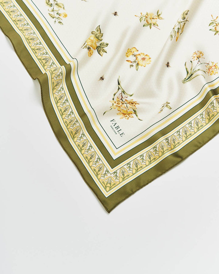 Nouveau Floral Yellow Square Scarf