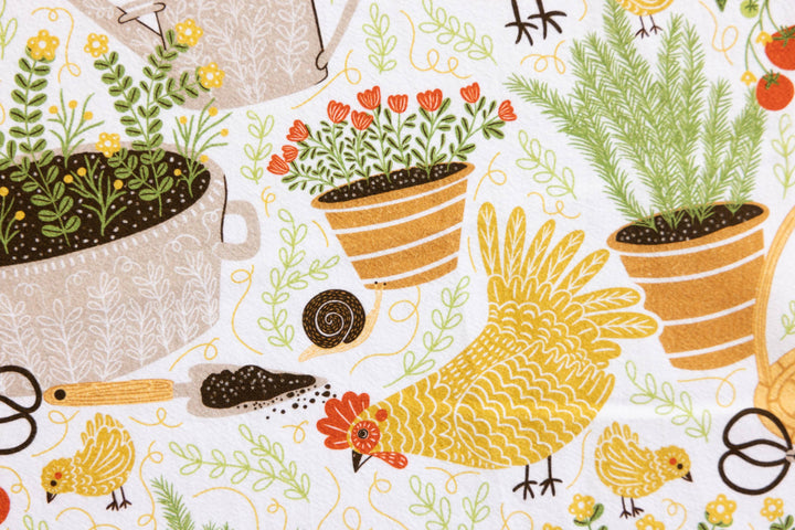 Garden Chickens Tea Towel