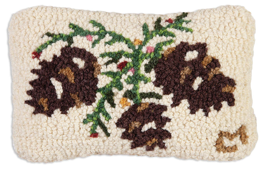 Winterberry Cones Hook Pillow