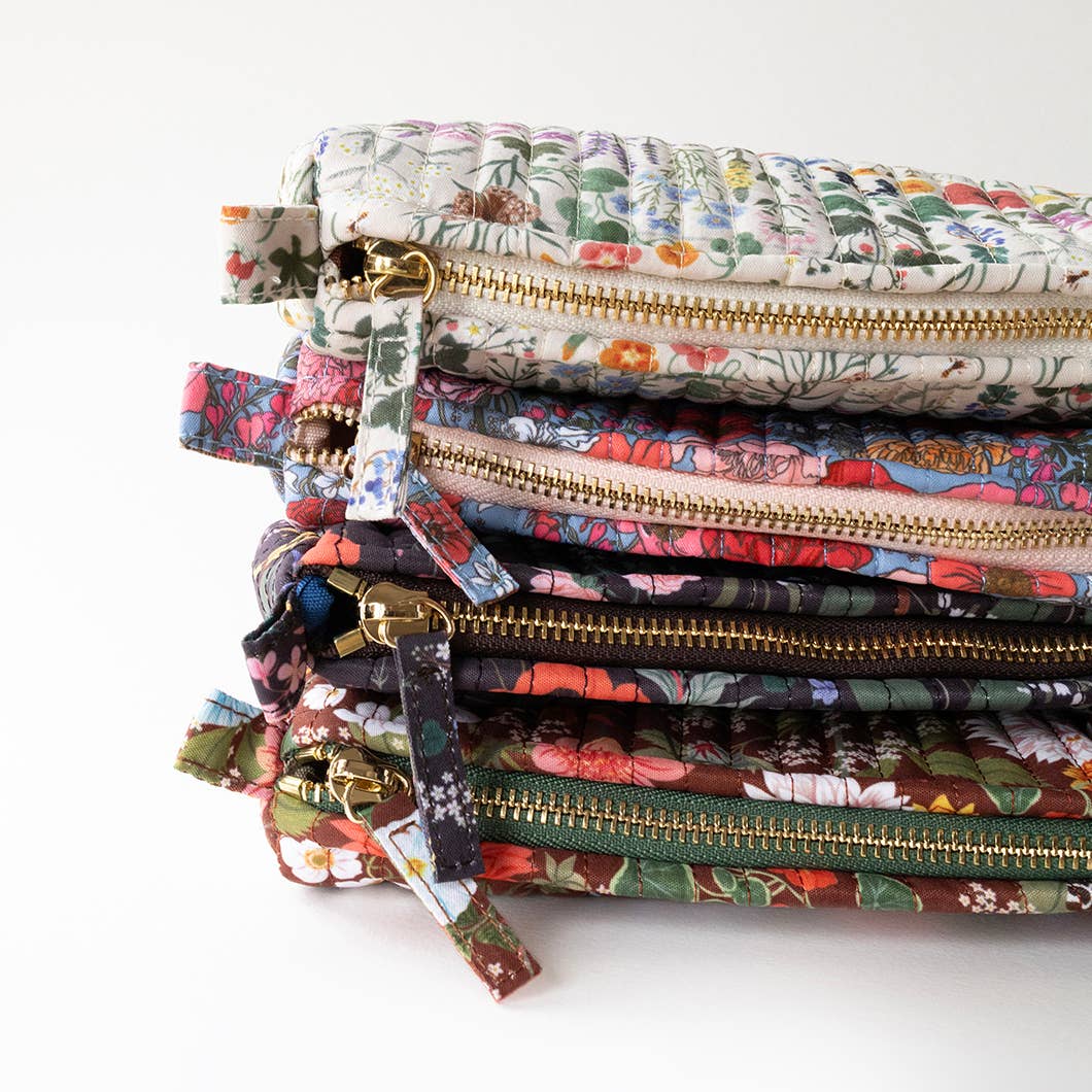 Wild Flowers | Cotton Quilted Pencil Pouch