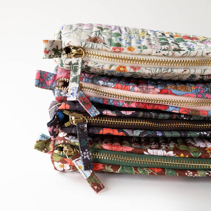 Wild Flowers | Cotton Quilted Pencil Pouch