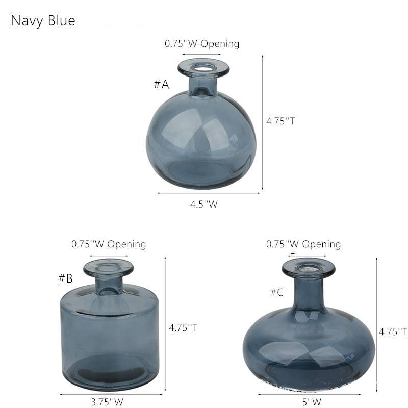 Glass Bud Vases, Round, Multi-color