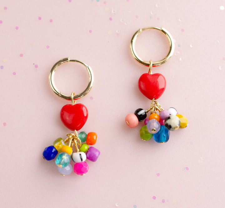 Candy Heart Charm Hoop Earrings