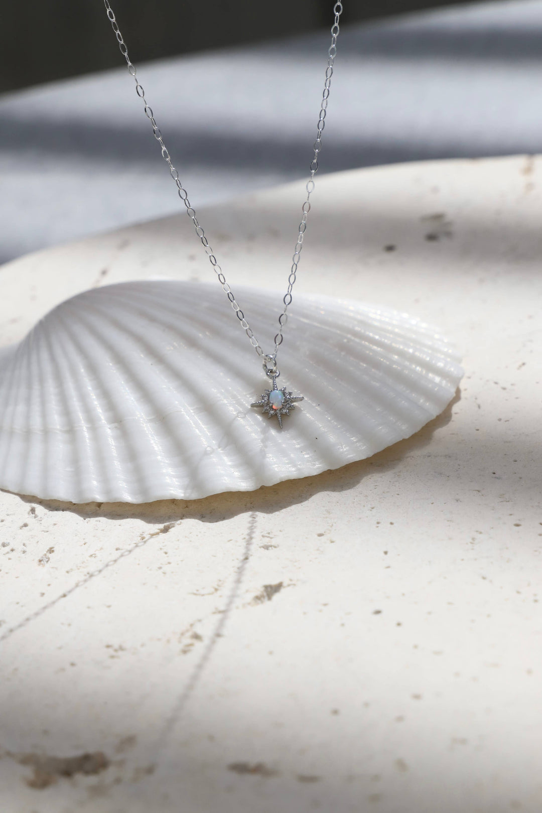 Opal Star Necklace in Silver