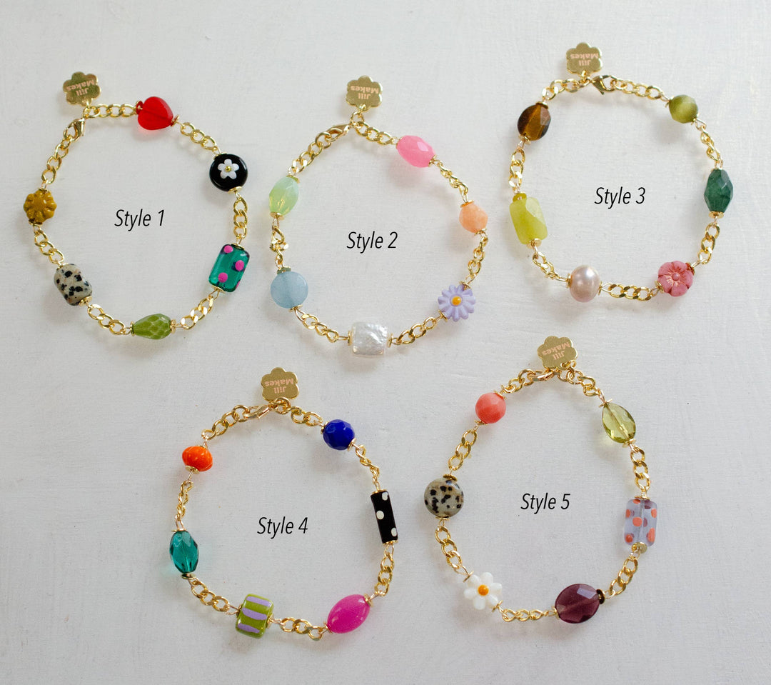 Gold Chain Charm Bracelet
