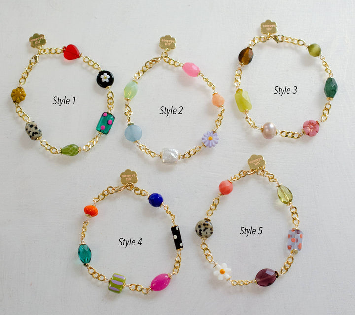 Gold Chain Charm Bracelet