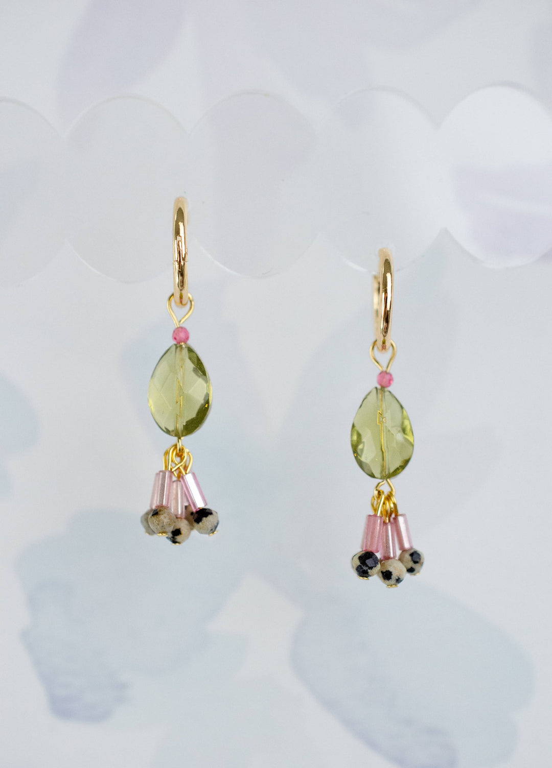 Alma Green Quartz Dangle Hoops