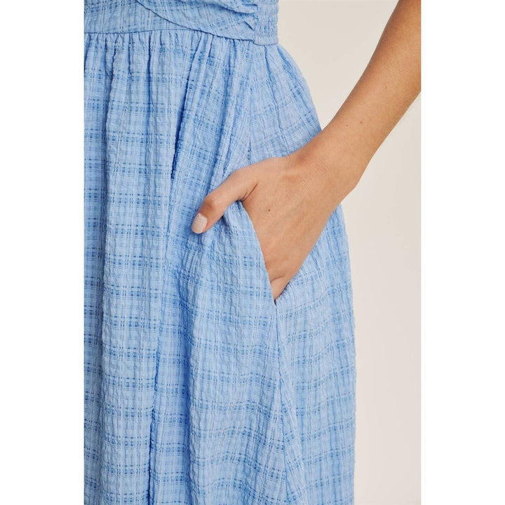 Textured Halter Flare Midi Dress