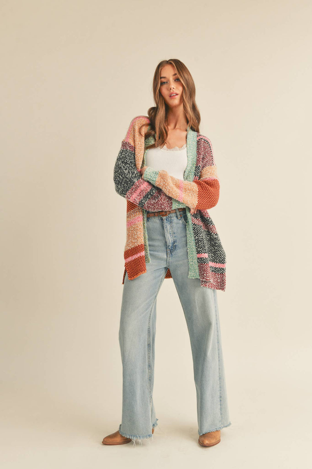 Oversized Color Block Cardigan in 2 Colors