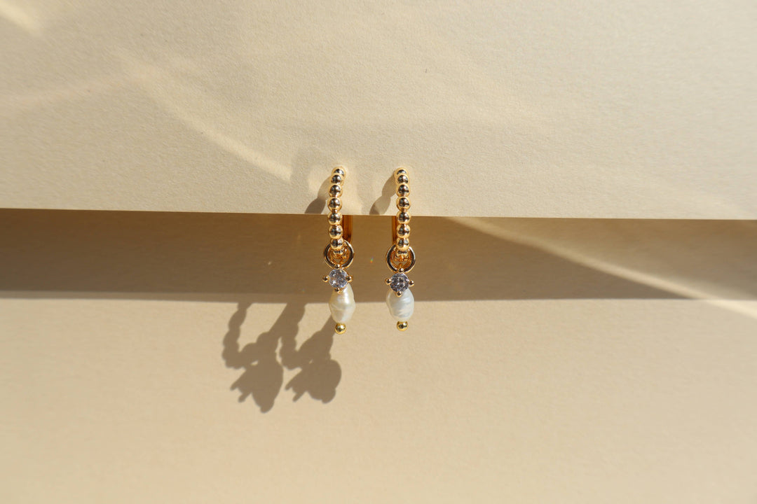 Dainty Freshwater Pearl Charm Earrings