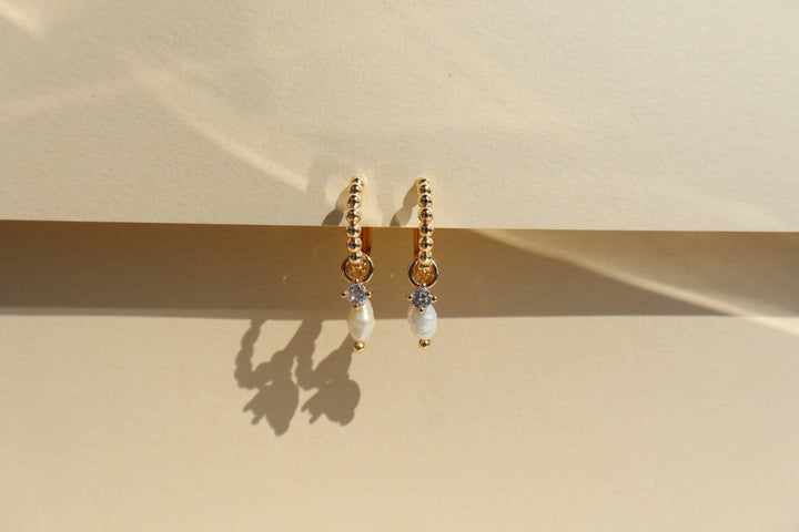 Dainty Freshwater Pearl Charm Earrings