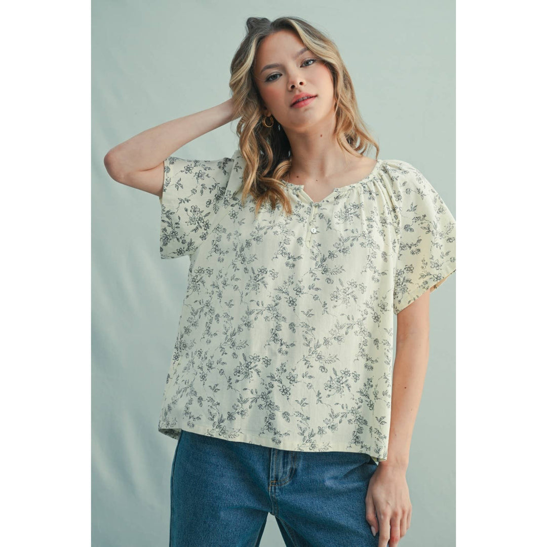 Floral Drop Shoulder Blouse