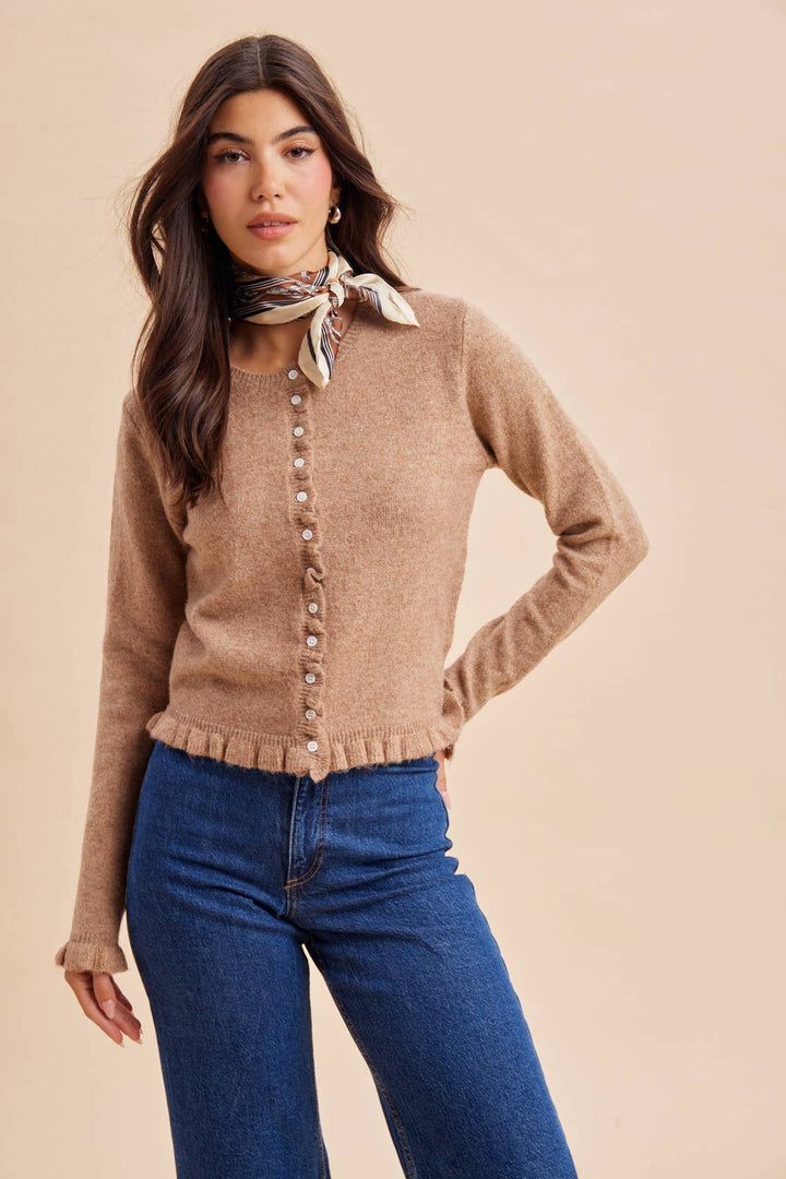 Ruffled Knit Cardigan
